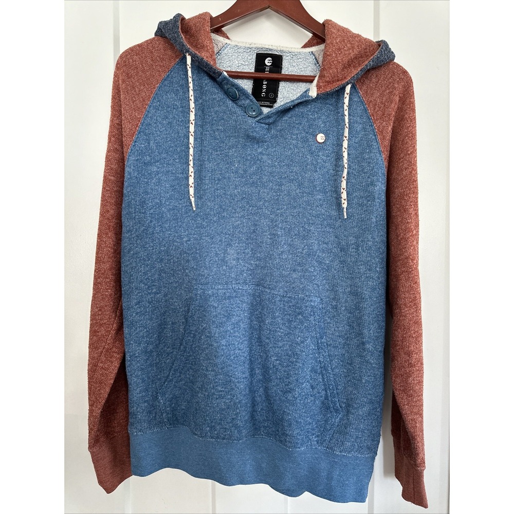 Billabong Hoodie Small S Tricolor  Drawstring Hood Pocket Blue Red Heathered